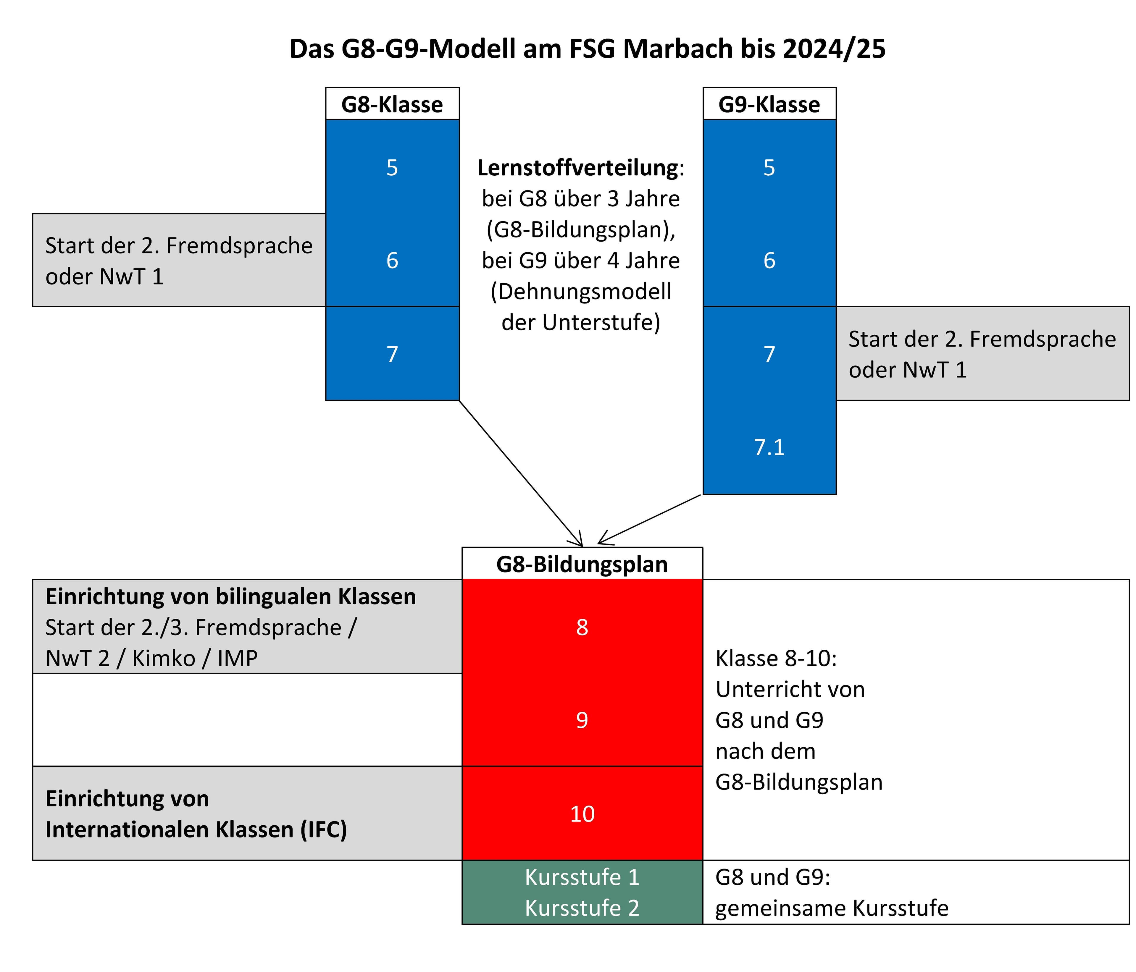 a diagram of the g8-g9-modell am fsg marbach bis 2024/25