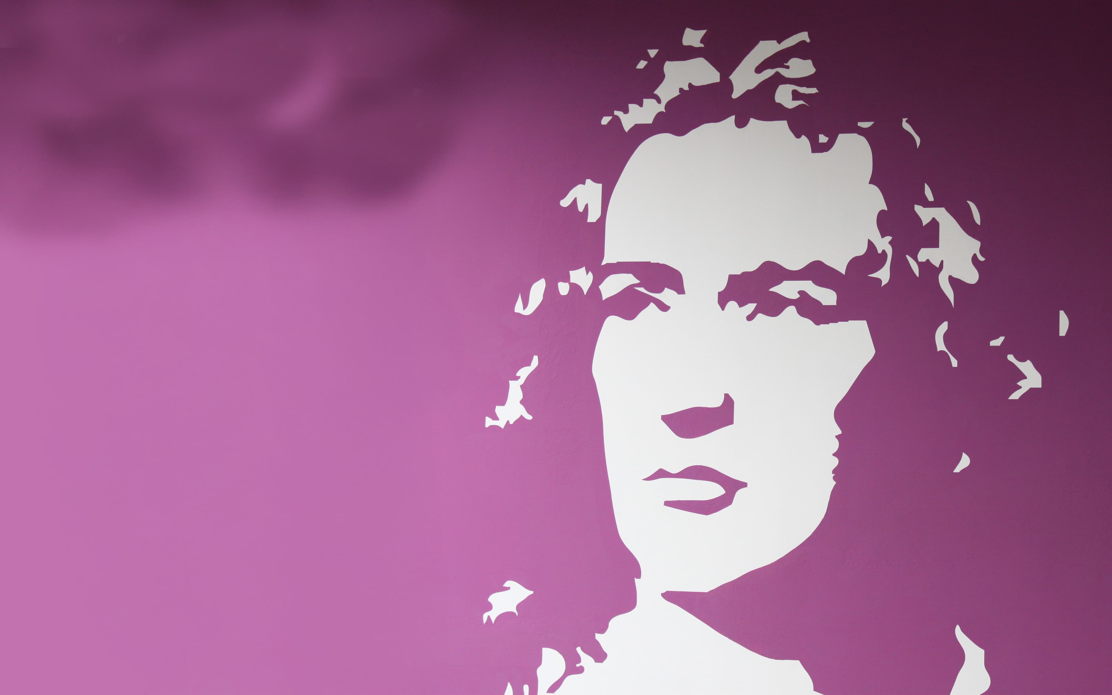 a silhouette of Friedrich Schillers face on a purple background .