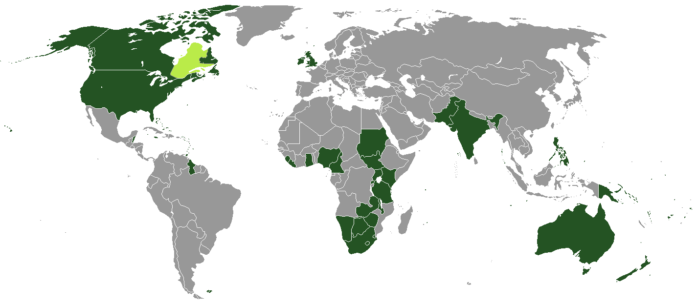 a map of the world showing the united states in green
