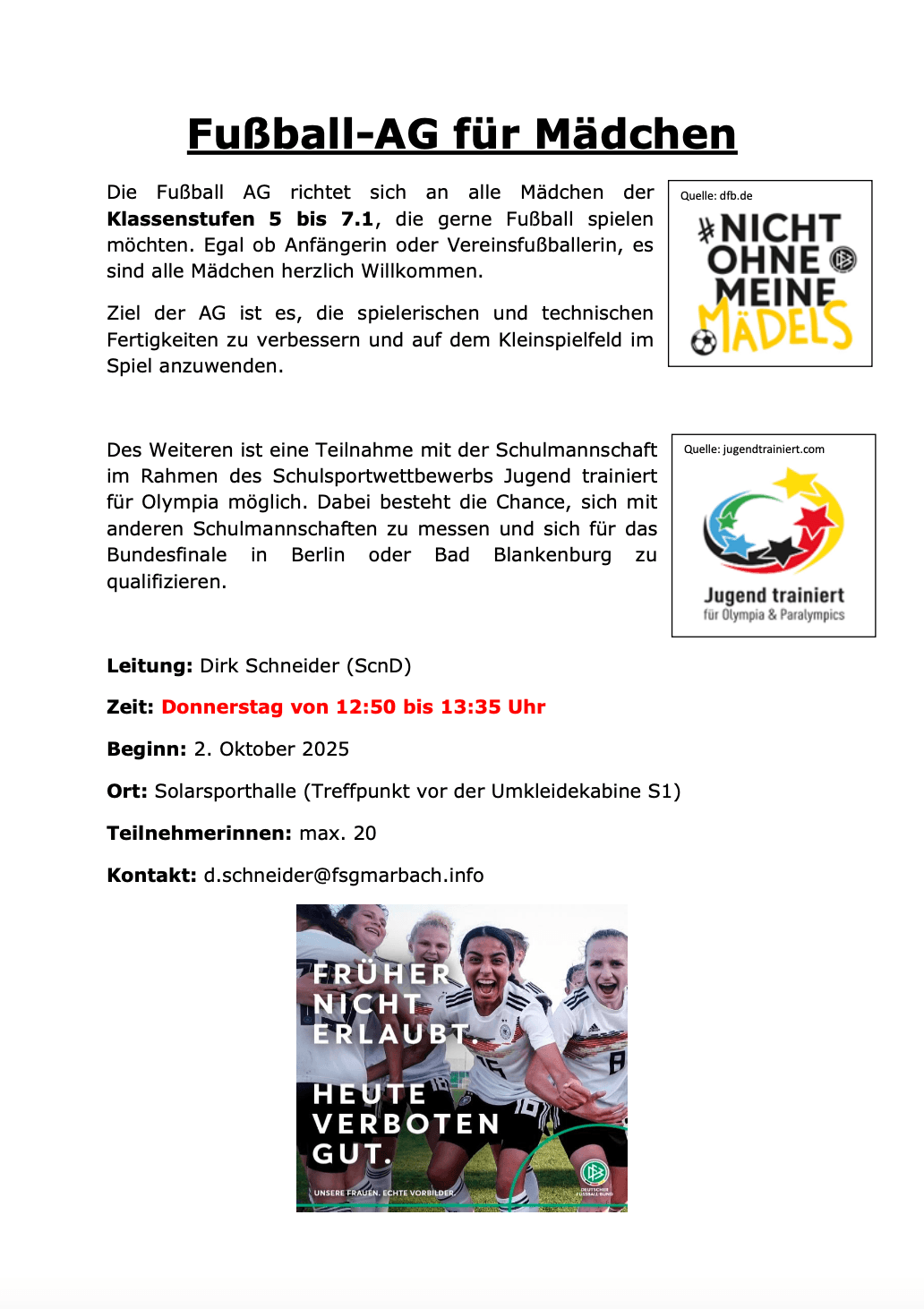 Fußball-AG Mädchen